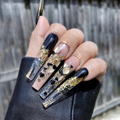 24pcs Detachable XL Ballerina flower artificial nails with designs Full Cover French fake nails set press on diamond false nails