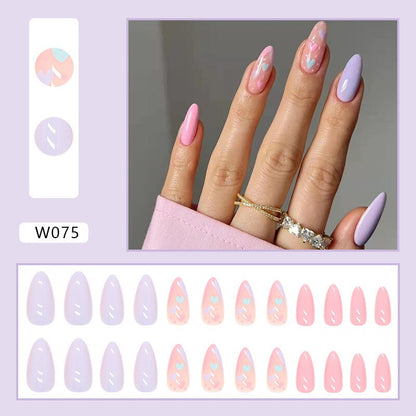 24pcs Douyin 2024 Nail Press on Long Ballet False Nails Extension Tip Reusable Adhesive Y2k Pink Black Sweet Cool Style Manicure