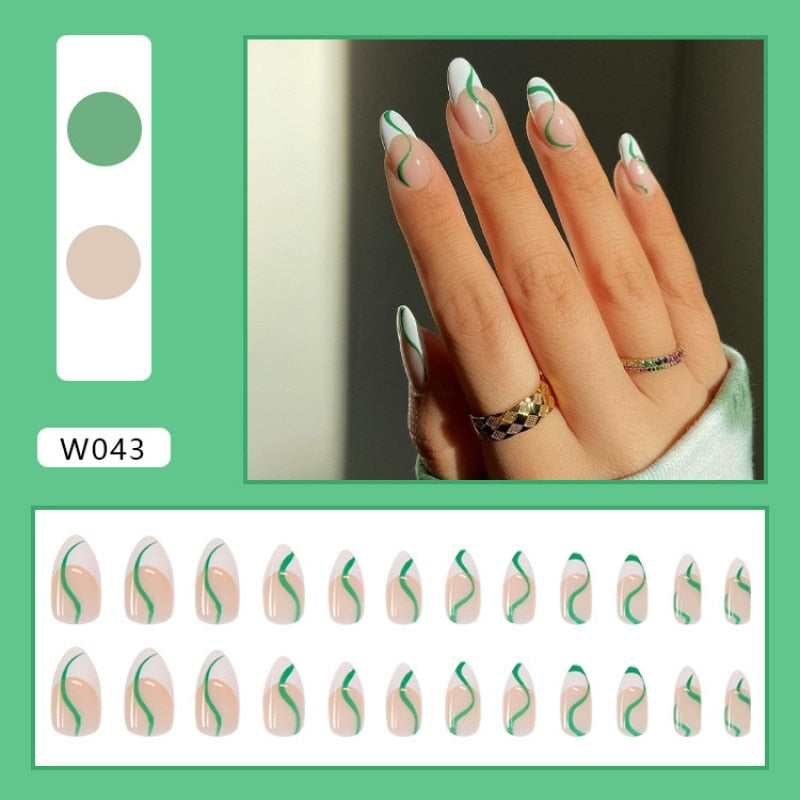 24pcs Douyin 2024 Nail Press on Long Ballet False Nails Extension Tip Reusable Adhesive Y2k Pink Black Sweet Cool Style Manicure