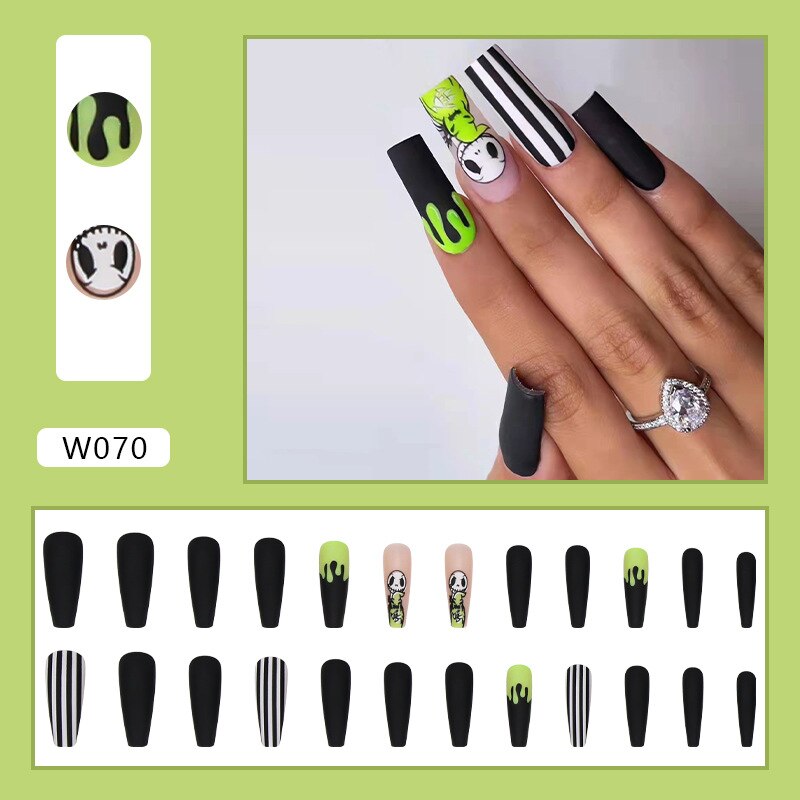 24pcs Douyin 2024 Nail Press on Long Ballet False Nails Extension Tip Reusable Adhesive Y2k Pink Black Sweet Cool Style Manicure