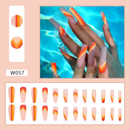 24pcs Douyin 2024 Nail Press on Long Ballet False Nails Extension Tip Reusable Adhesive Y2k Pink Black Sweet Cool Style Manicure