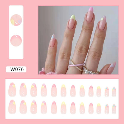 24pcs Douyin 2024 Nail Press on Long Ballet False Nails Extension Tip Reusable Adhesive Y2k Pink Black Sweet Cool Style Manicure