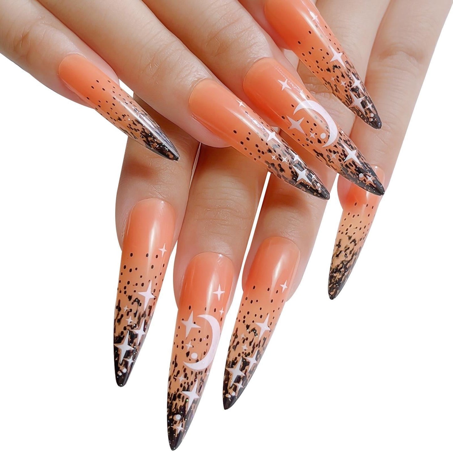24pcs Fake Nails Halloween Long Style Full Cover False Nails DIY Glue Press On Nails Nail Supplies For Ballerina False Nail Tip
