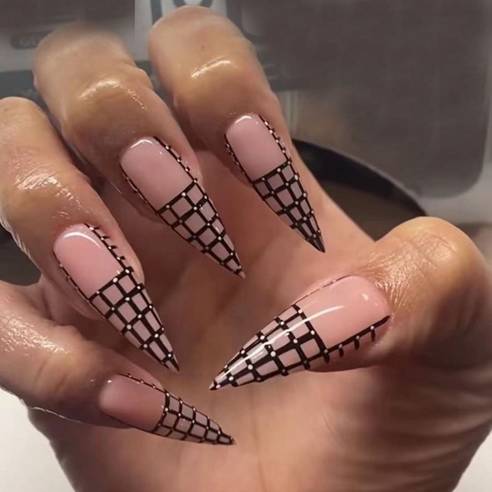 24pcs Fake Nails Halloween Long Style Full Cover False Nails DIY Glue Press On Nails Nail Supplies For Ballerina False Nail Tip