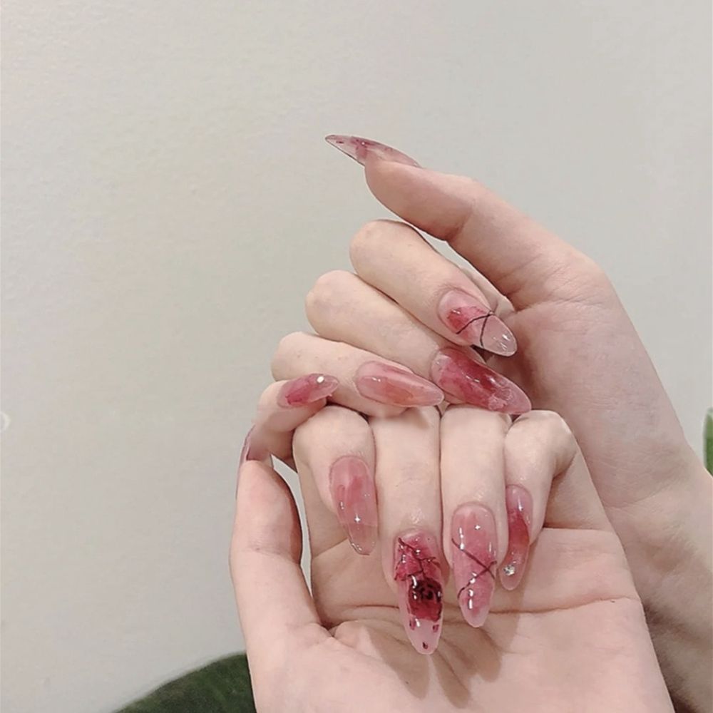 24pcs Fake Nails Halloween Long Style Full Cover False Nails DIY Glue Press On Nails Nail Supplies For Ballerina False Nail Tip
