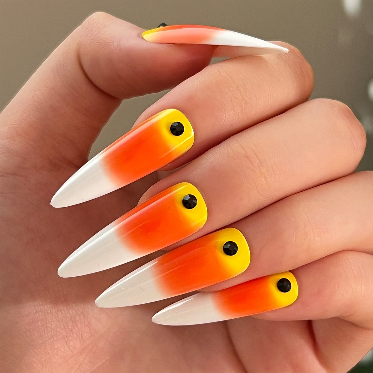 24pcs Fake Nails Halloween Long Style Full Cover False Nails DIY Glue Press On Nails Nail Supplies For Ballerina False Nail Tip