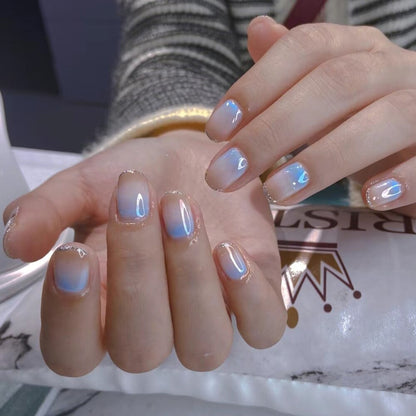24pcs False Nail French Gold Coffee Color Coffin Fake Nail Patch Wearable Full Cover Nails for Girl Press on Nail Tips Wholesale