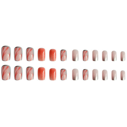 24pcs False Nail French Gold Coffee Color Coffin Fake Nail Patch Wearable Full Cover Nails for Girl Press on Nail Tips Wholesale