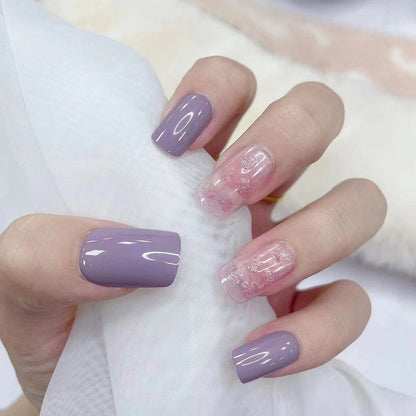 24pcs False Nail French Gold Coffee Color Coffin Fake Nail Patch Wearable Full Cover Nails for Girl Press on Nail Tips Wholesale