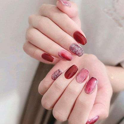 24pcs False Nail French Gold Coffee Color Coffin Fake Nail Patch Wearable Full Cover Nails for Girl Press on Nail Tips Wholesale