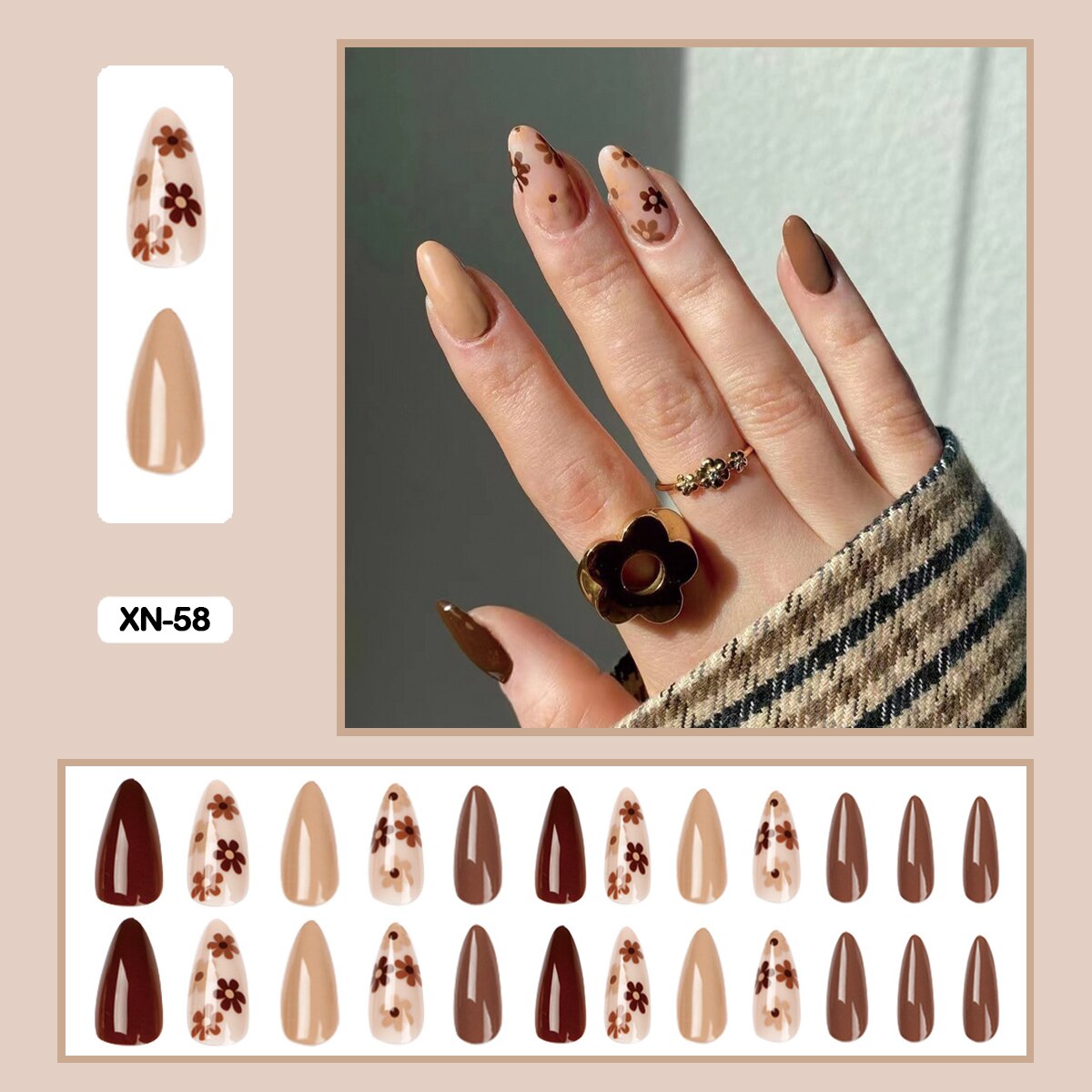 24pcs Girlish Colorful Graffiti Nail Art Fake Nails With Glue Pink Purple Short Press on False Nails With Wearing Tools