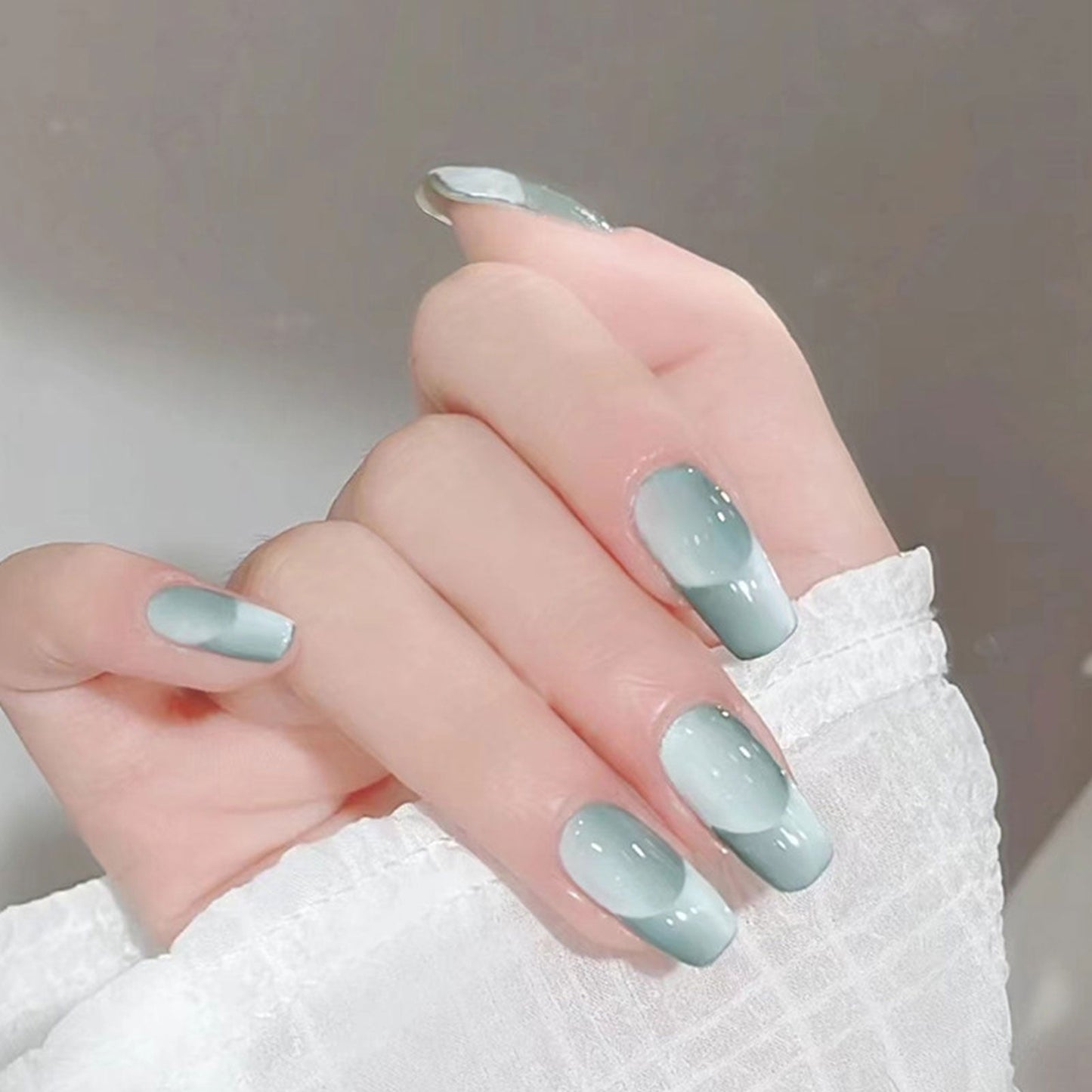 24pcs Gradient Ballet False Y2k Nails Press On Long Coffin French Nail Tips Full Cover Acrylic Fake Nails Stickers