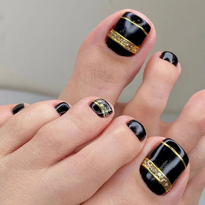 24pcs Ins Flowers Press On Toenails Full Cover French Style Summer Flower Design Beach Acrylic Toe Nail Patch For girls Women