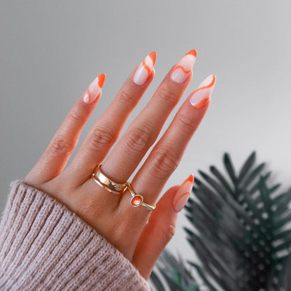 24pcs Light Green Stripe Gradient Wearing Fake Nails Seamless Removable Full Cover Long False Nails Press On Nails With Designs