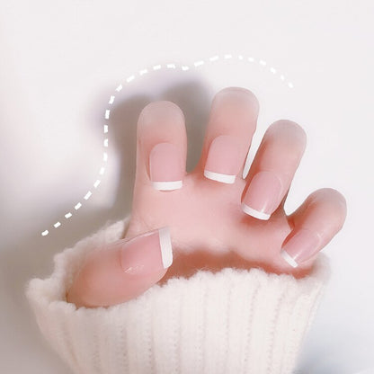 24pcs Light Green Stripe Gradient Wearing Fake Nails Seamless Removable Full Cover Long False Nails Press On Nails With Designs