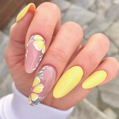 24pcs Light Green Stripe Gradient Wearing Fake Nails Seamless Removable Full Cover Long False Nails Press On Nails With Designs