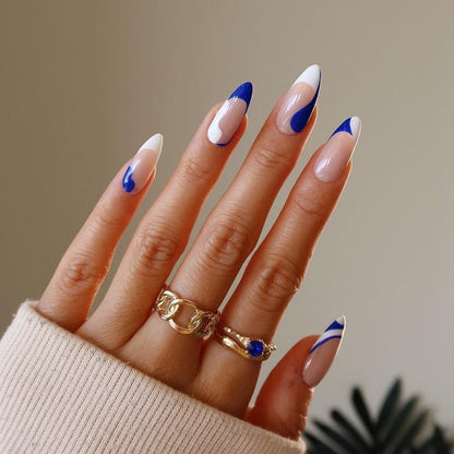 24pcs Light Green Stripe Gradient Wearing Fake Nails Seamless Removable Full Cover Long False Nails Press On Nails With Designs