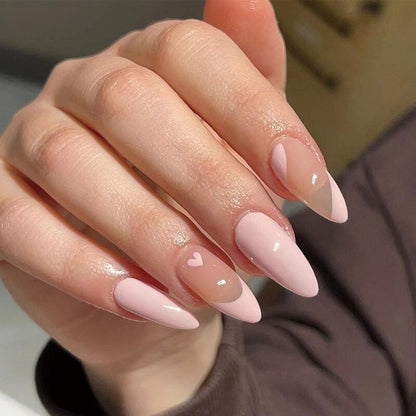 24pcs Light Green Stripe Gradient Wearing Fake Nails Seamless Removable Full Cover Long False Nails Press On Nails With Designs