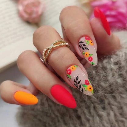 24pcs Light Green Stripe Gradient Wearing Fake Nails Seamless Removable Full Cover Long False Nails Press On Nails With Designs
