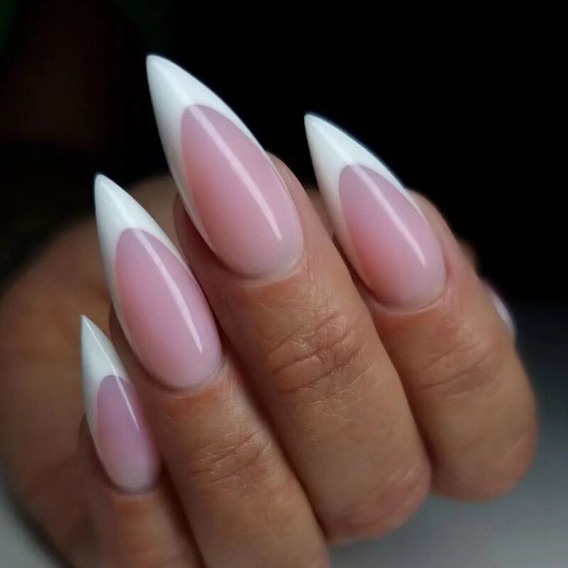 24pcs Light Green Stripe Gradient Wearing Fake Nails Seamless Removable Full Cover Long False Nails Press On Nails With Designs