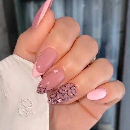 24pcs Light Green Stripe Gradient Wearing Fake Nails Seamless Removable Full Cover Long False Nails Press On Nails With Designs