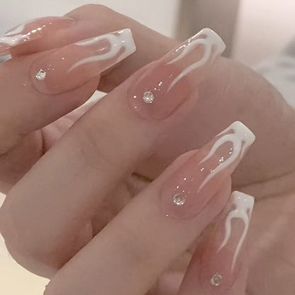 24pcs Removeable False Nails with Glue Ballet Nails with Designs Gradient Shinny Brown Press on Nails Coffin Glitter Fake Nails