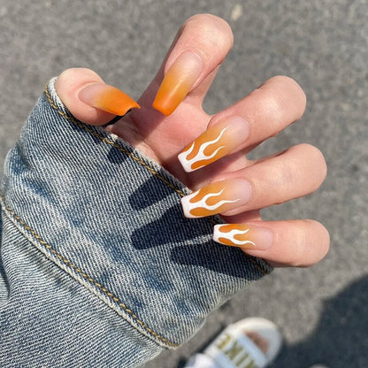 24pcs Removeable False Nails with Glue Ballet Nails with Designs Gradient Shinny Brown Press on Nails Coffin Glitter Fake Nails
