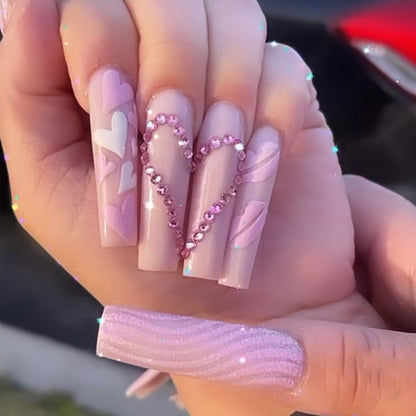 24pcs Removeable False Nails with Glue Ballet Nails with Designs Gradient Shinny Brown Press on Nails Coffin Glitter Fake Nails