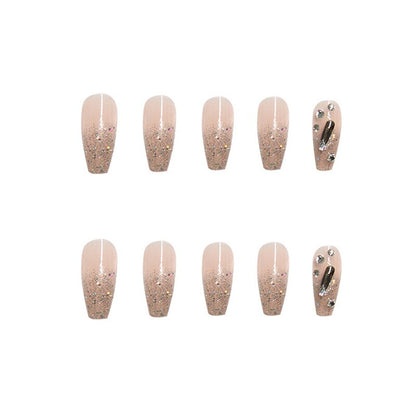 24pcs Rhinestone Design Fake Nails Shiny Bridal Women Lady party nail DIy Decorations Press On nail Tips False Nail Patch