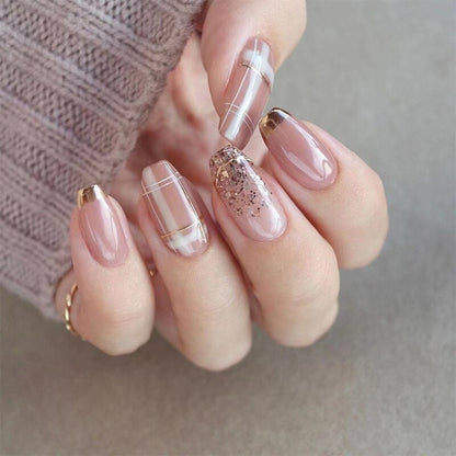 24pcs Short Square Explosive Diamond Sky Blue Armor Enhancements Fake Nails Press On Nails Full Cover Detachable Fingernails