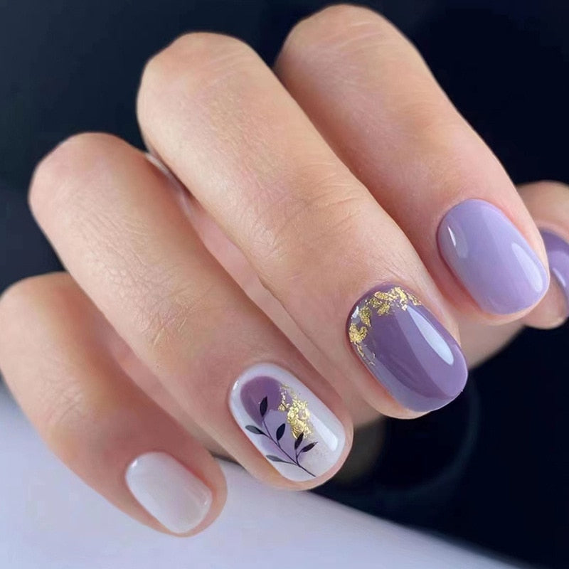 24pcs Silver glitter artificial fake nails with glue sweet cool y2k false nails with designs removeable french press on nails