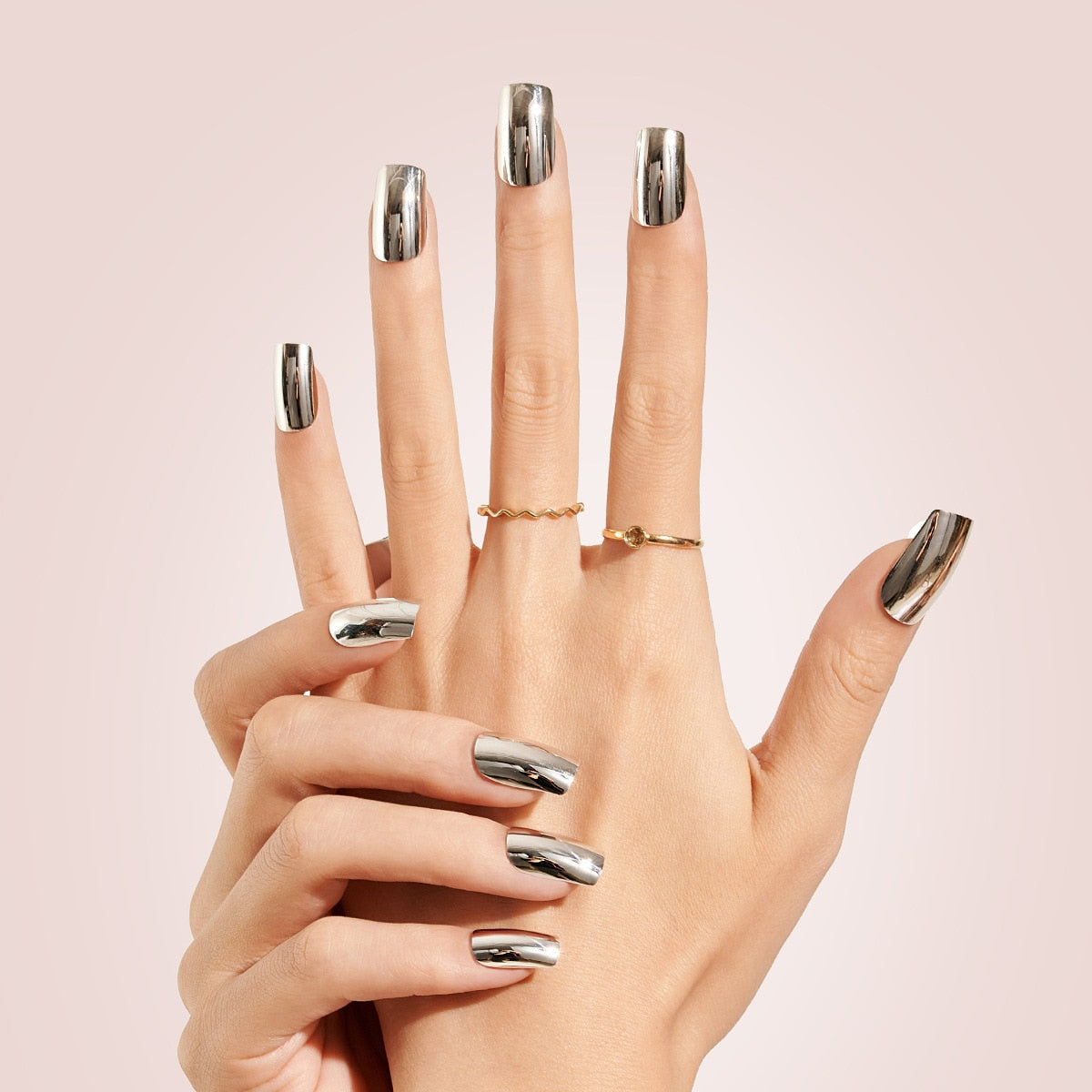 24pcs Silver glitter artificial fake nails with glue sweet cool y2k false nails with designs removeable french press on nails