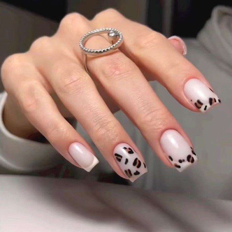 24pcs Silver glitter artificial fake nails with glue sweet cool y2k false nails with designs removeable french press on nails