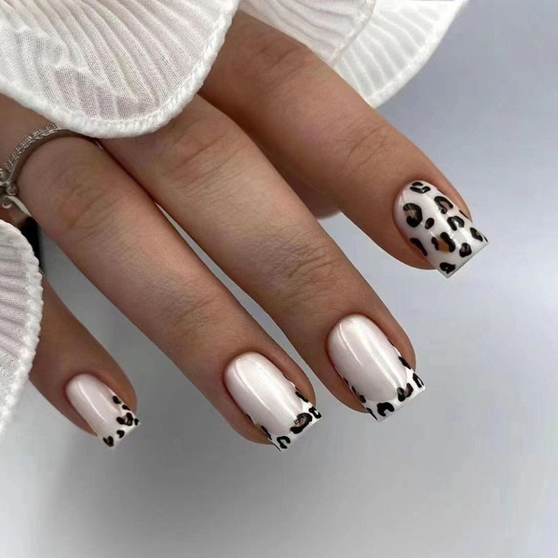 24pcs Silver glitter artificial fake nails with glue sweet cool y2k false nails with designs removeable french press on nails