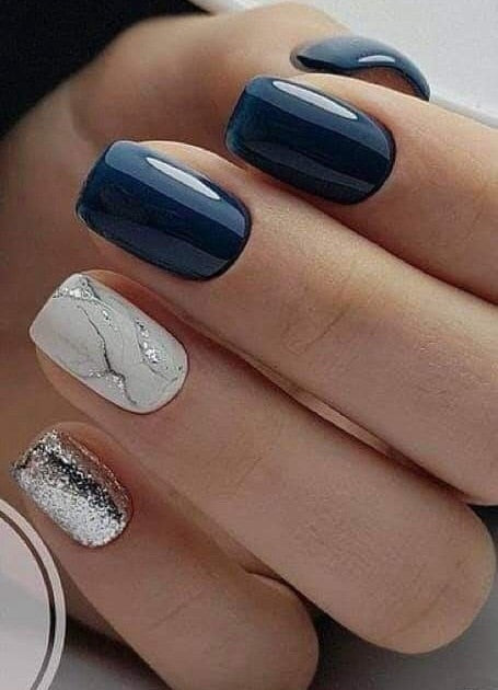 24pcs Silver glitter artificial fake nails with glue sweet cool y2k false nails with designs removeable french press on nails