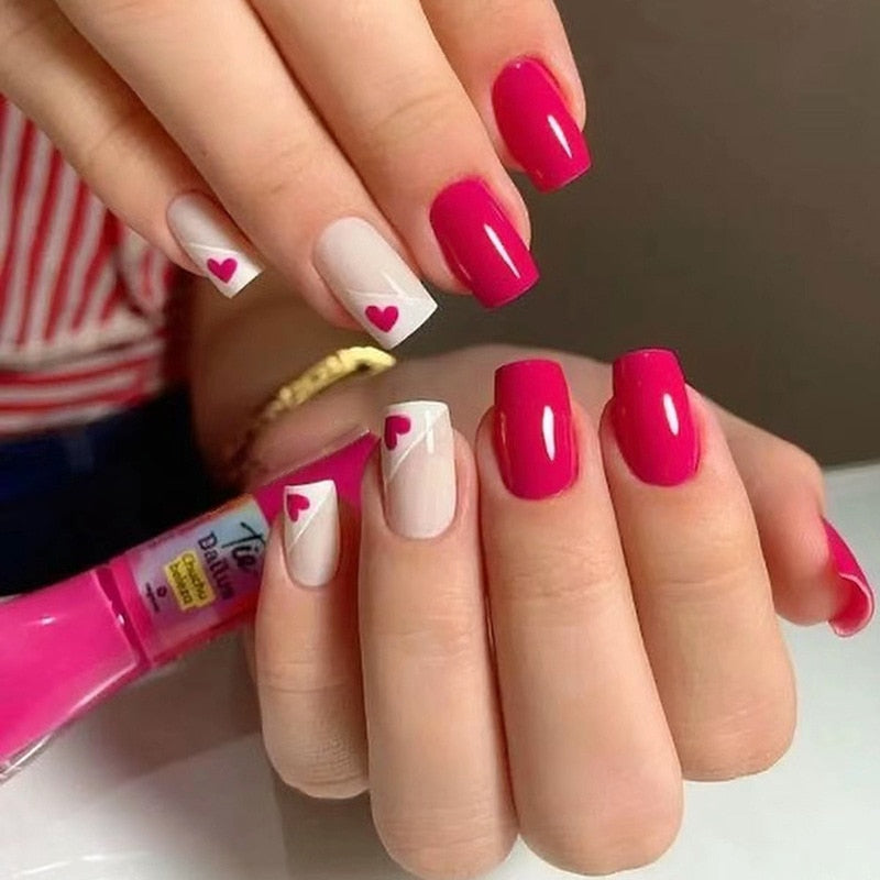 24pcs Silver glitter artificial fake nails with glue sweet cool y2k false nails with designs removeable french press on nails