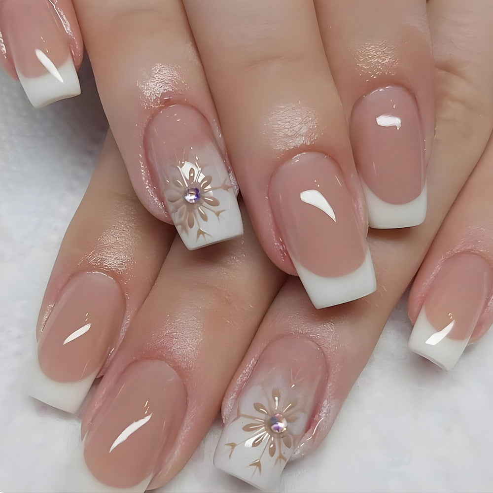 24pcs Silver glitter artificial fake nails with glue sweet cool y2k false nails with designs removeable french press on nails