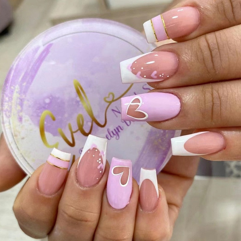 24pcs Silver glitter artificial fake nails with glue sweet cool y2k false nails with designs removeable french press on nails