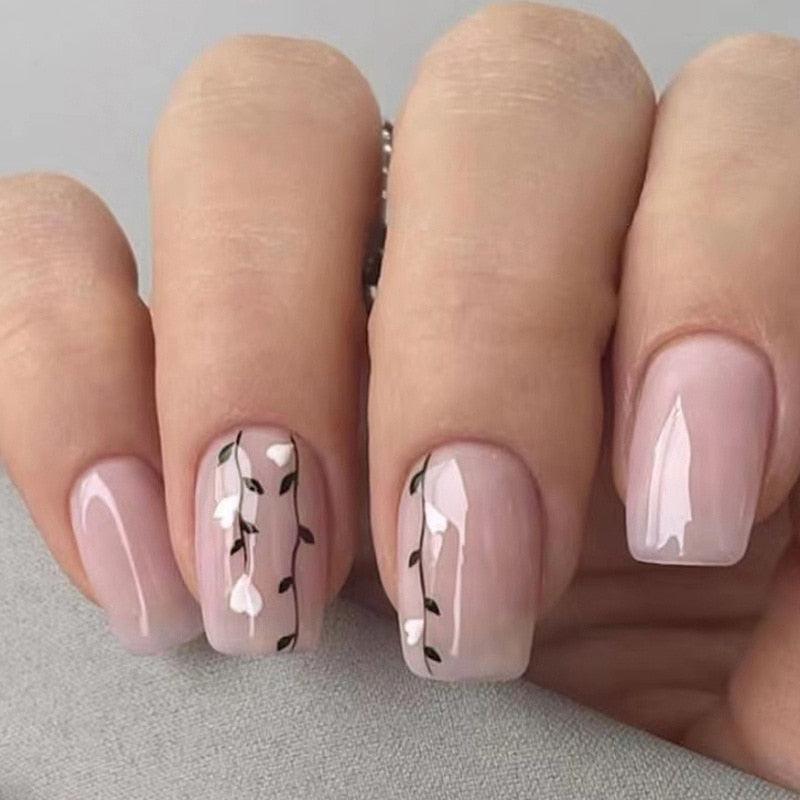 24pcs Silver glitter artificial fake nails with glue sweet cool y2k false nails with designs removeable french press on nails