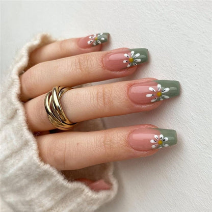 24pcs Simple Style Nail Art Colorful Lines Fake Nails In Shape Of Water Drop Press On False Nails With Glue DIY Nail Art Tips