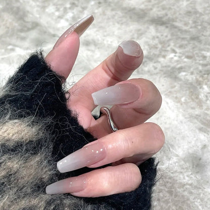 24pcs Simple Style Nail Art Colorful Lines Fake Nails In Shape Of Water Drop Press On False Nails With Glue DIY Nail Art Tips