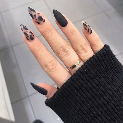 24pcs Simple Style Nail Art Colorful Lines Fake Nails In Shape Of Water Drop Press On False Nails With Glue DIY Nail Art Tips