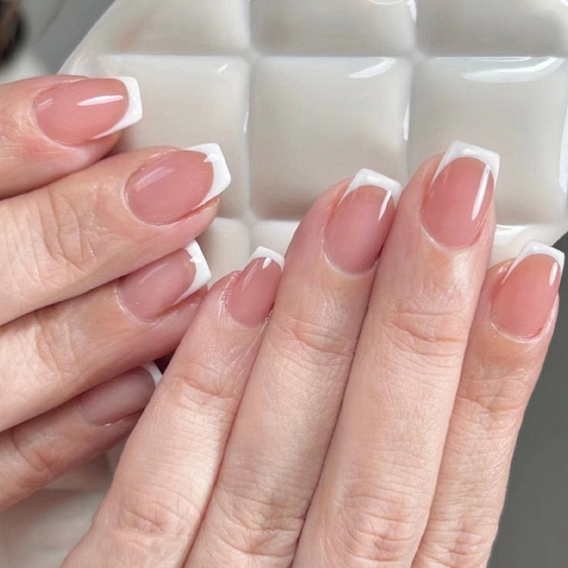 24pcs Simple Style Nail Art Colorful Lines Fake Nails In Shape Of Water Drop Press On False Nails With Glue DIY Nail Art Tips