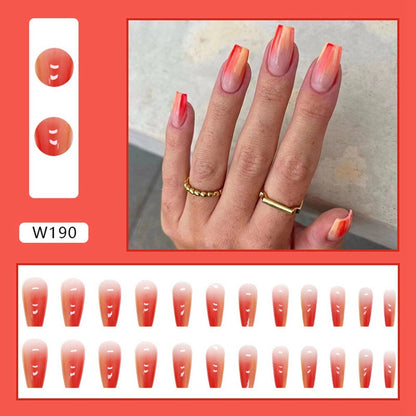 24pcs Wearable Fake Nails Blue Smudged Medium Long Coffin Gold Foil False Nails Full Cover Nail Tips Set Press On Nails DIY Tool