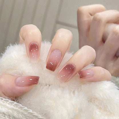 24pcs Wearable Pink Press On Fake Nails Tips With Glue false nails design Butterfly Lovely Girl false nails With Wearing Tools