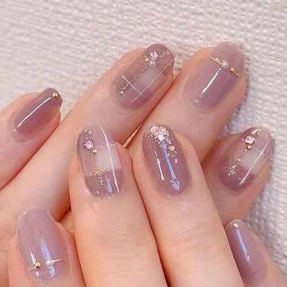 24pcs Wearable Pink Press On Fake Nails Tips With Glue false nails design Butterfly Lovely Girl false nails With Wearing Tools