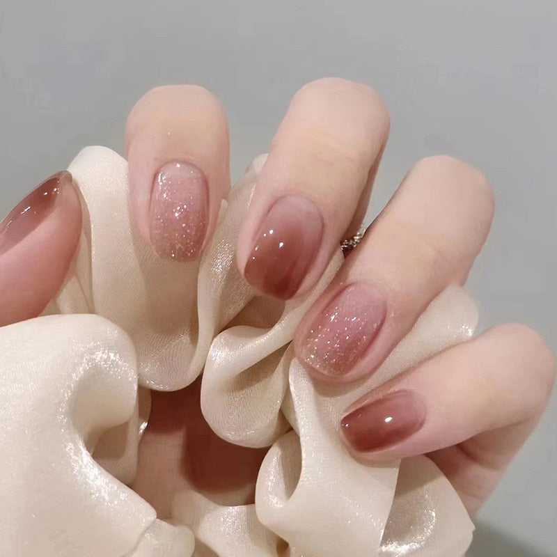 24pcs Wearable Pink Press On Fake Nails Tips With Glue false nails design Butterfly Lovely Girl false nails With Wearing Tools