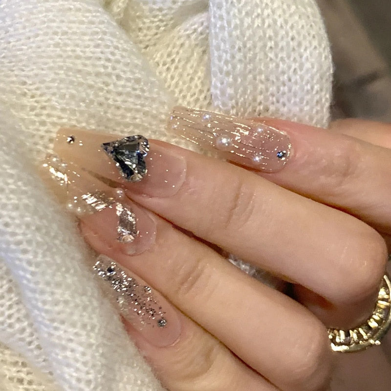 24pcs Wearable Pink Press On Fake Nails Tips With Glue false nails design Butterfly Lovely Girl false nails With Wearing Tools