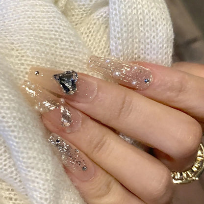 24pcs Wearable Pink Press On Fake Nails Tips With Glue false nails design Butterfly Lovely Girl false nails With Wearing Tools