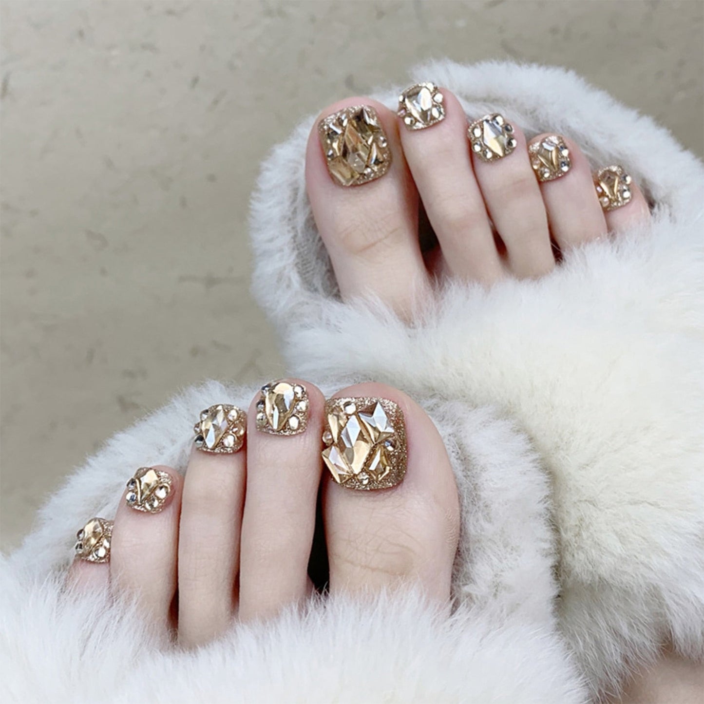 24pcs/box Fake Toenails With Designs Artificial Press On Nail Tips Full Cover Over Head False Nails With Glue Nail Art For Girls